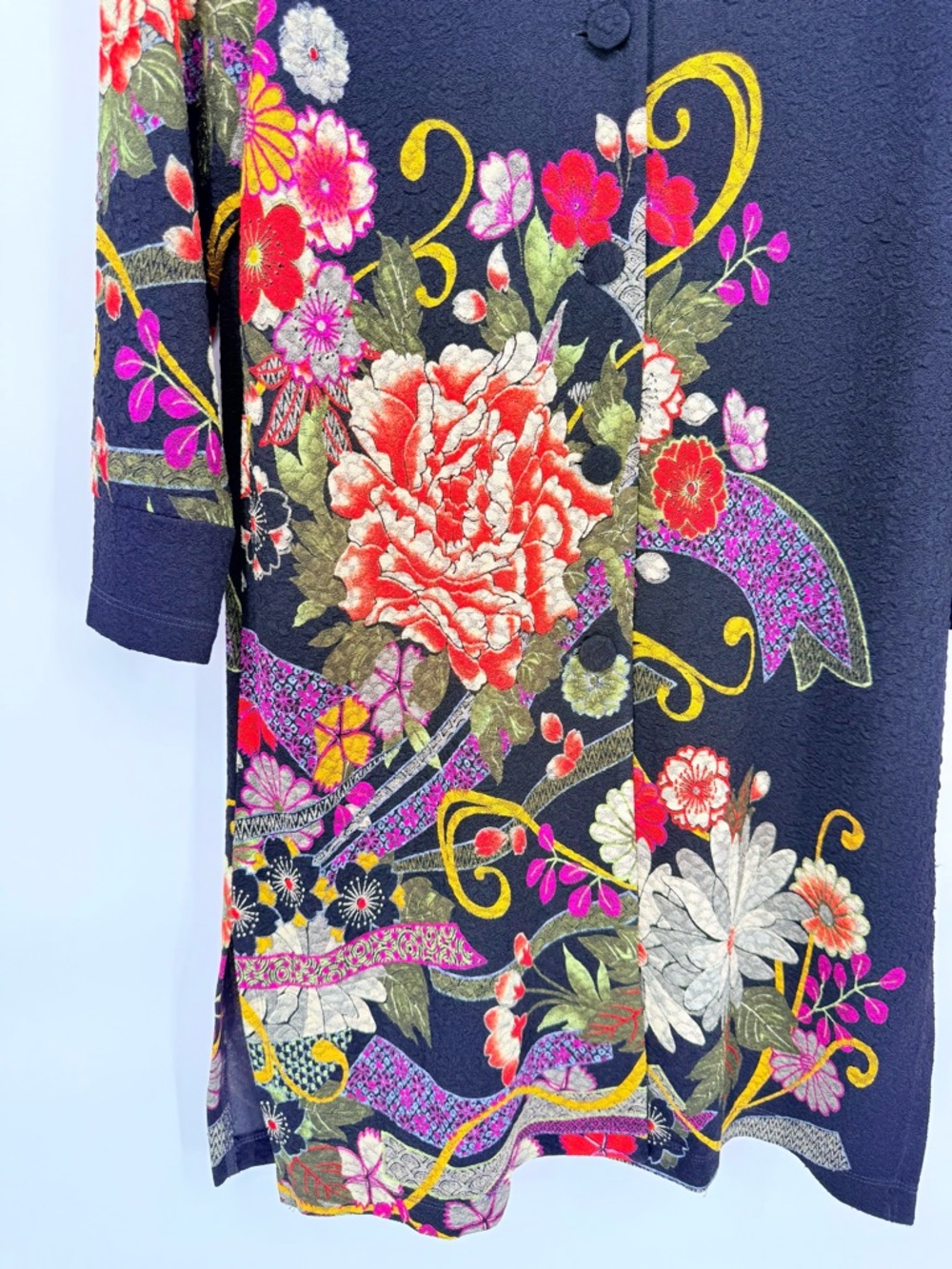 Drapers & Damons Floral Art Jacket Small Black Asian Peony Topper Boho Retro EUC - Picture 6 of 10